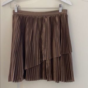 Copper metallic pleated skirt Aritzia